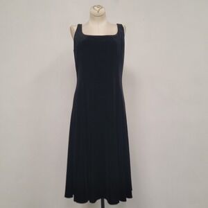 American Living Womens Square Neck Black Velvet‎ Whimsigoth Dress Size 10 Midi